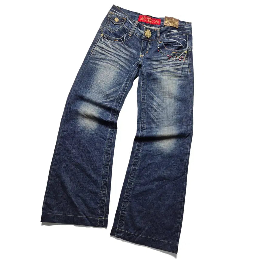 [BUNJANG] Red Pepper Gold Label Studded Wide Boot-Cut Denim Pants (Size 26) / [3일간 20%할인] [26] JPN 레드페퍼 스터드 와이드 부츠컷 진