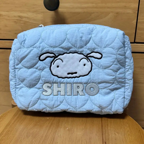 [BUNJANG] Crayon Shin-chan Shiro Quilted Pouch / 짱구 흰둥이 하늘색 퀼팅 파우치