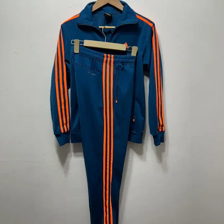 [BUNJANG] Adidas Blue/Orange Tracksuit Set M / 아디다스 파랑/주황색 삼선 트레이닝복 세트 M