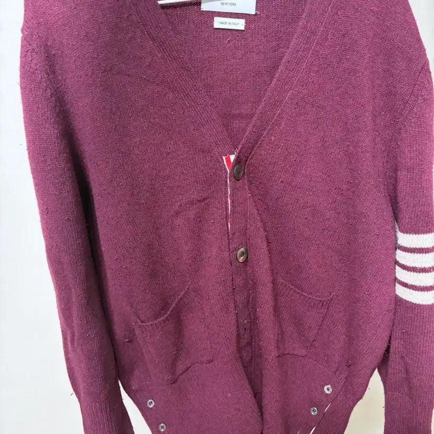 [BUNJANG] Thom Browne 4-Bar Cardigan Burgundy / 톰브라운 4바 가디건 버건디
