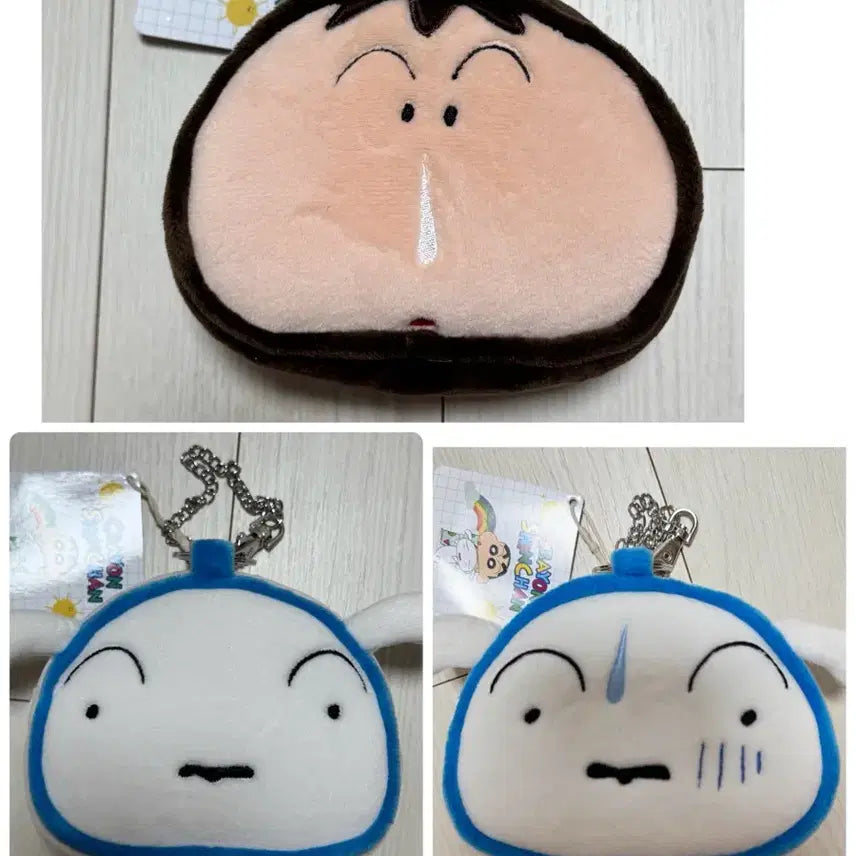 [BUNJANG] Crayon Shin-chan Megu & Shiro Two-Character Chain Pouch Set / 짱구 캐릭터 맹구 흰둥이 2종 체인 파우치