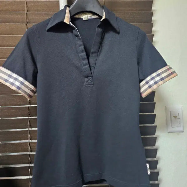 [BUNJANG] Burberry Black Check Point Short Sleeve Polo T-Shirt / 버버리 블랙 카라 반팔 티셔츠 체크포인트
