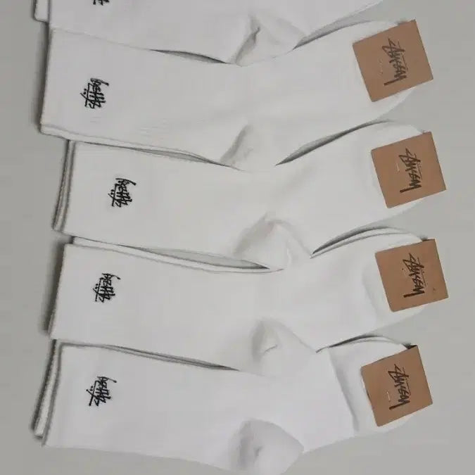 [BUNJANG] Stussy Logo Long Socks (Black/White) - 10 Pairs / 스투시 로고 장목 양말 블랙/화이트 10켤레 무료배송