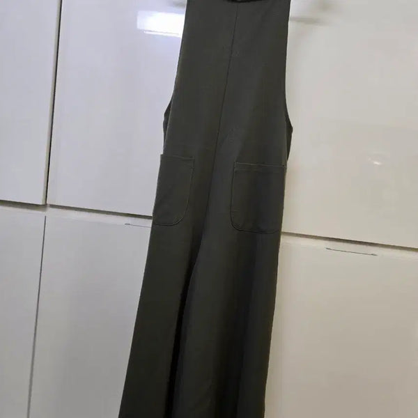 [BUNJANG] Khaki Long Strap Pants / 카키색 롱 멜빵 바지
