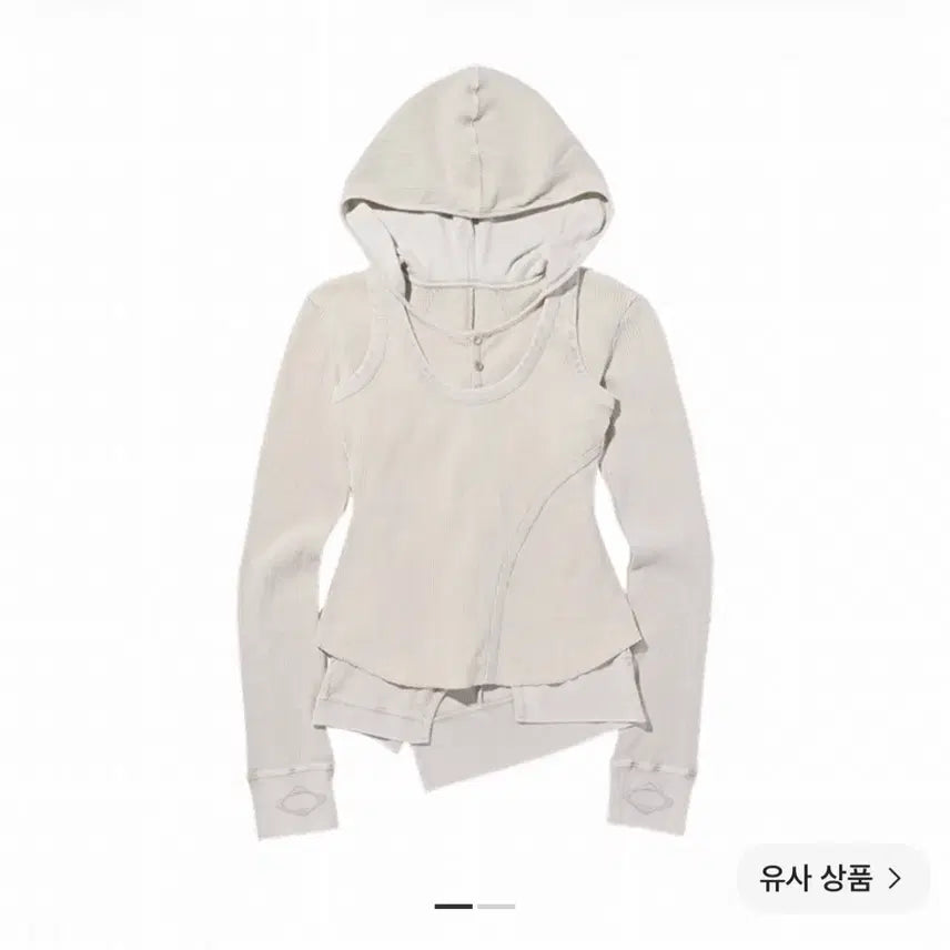 [BUNJANG] Mischief Layered Waffle Hoodie Set Bleached Beige M / 미스치프 레이어드 와플 후드 세트 블리치드 베이지 m