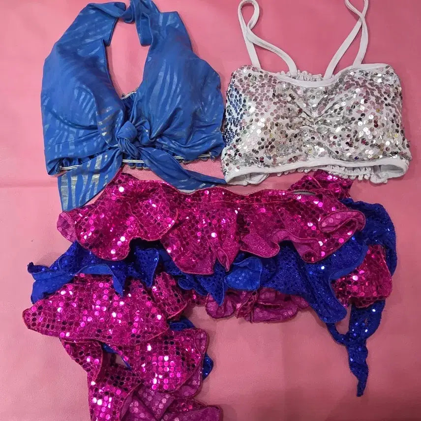 [BUNJANG] Belly Dance Sequin Top & Hip Scarf Set / 밸리댄스 스팽글  상의탑/힙스카프세트