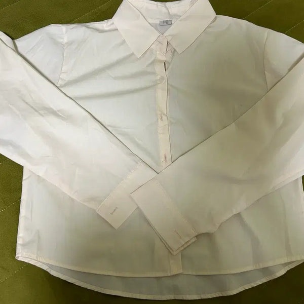 [BUNJANG] Beige Crop Shirt / 베이지 크롭 셔츠