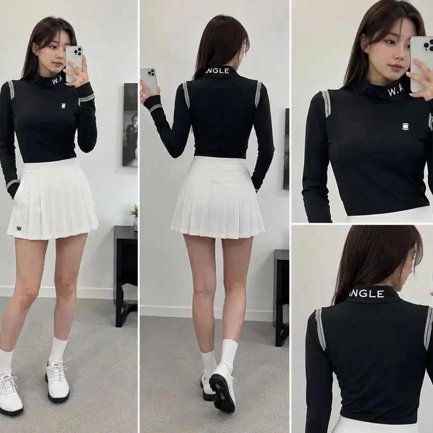 [BUNJANG] W.ANGLE Black Turtleneck Golf Wear Top Size 55 / W.ANGLE 블랙 터틀넥 골프웨어 55