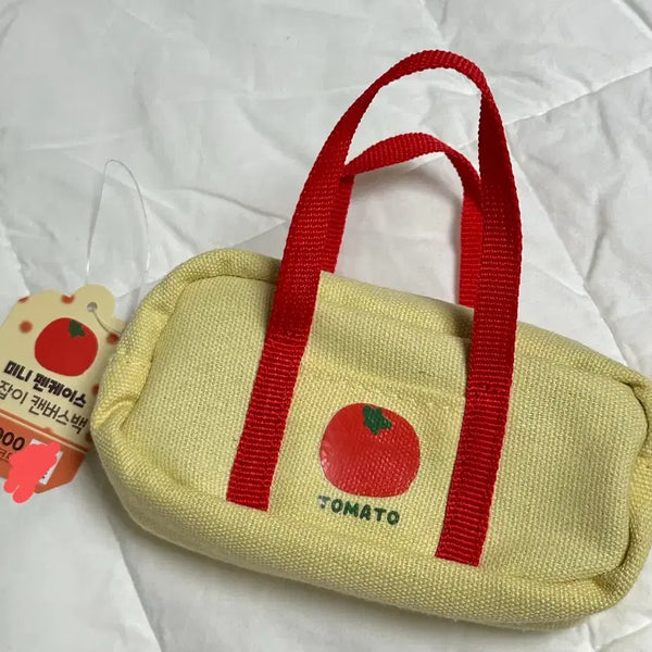 [BUNJANG] Daiso Mini Tomato Handle Canvas Pouch / 다이소 신상 미니 토마토 손잡이 캔버스백 파우치
