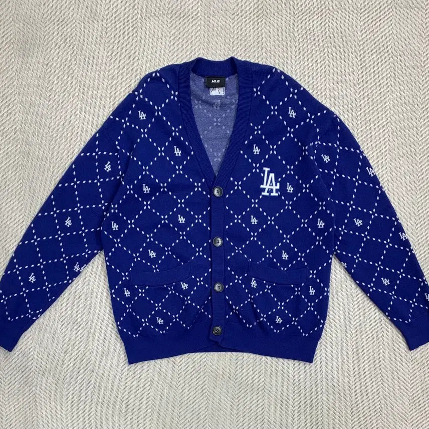 [BUNJANG] MLB LA Diamond Blue Cardigan XL / MLB LA 다이아몬드 블루 가디건 XL