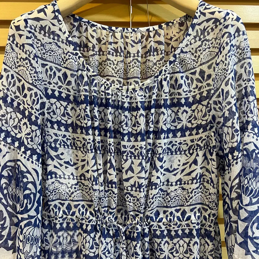 [BUNJANG] 23ku Japan Imported Navy Paisley Chiffon Dress Size 38 / 23구 일본수입 여성 네이비 페이즐리원피스 쉬폰원피스 38