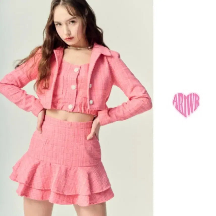 [BUNJANG] Ariwear Tweed Three-Piece Set (Jacket, Skirt, Bustier) / 3p)에이리웨어 트위드 투피스 쓰리피스 에이리(Ari) 아이들미연코디세트