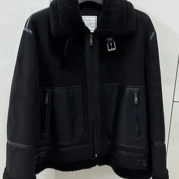 [BUNJANG] Zensai Black Suede Shearling Overfit Mustang Jacket / 젠사이 블랙 스웨이드 무스탕 오버핏 M  (110 가능) zensai 쎄