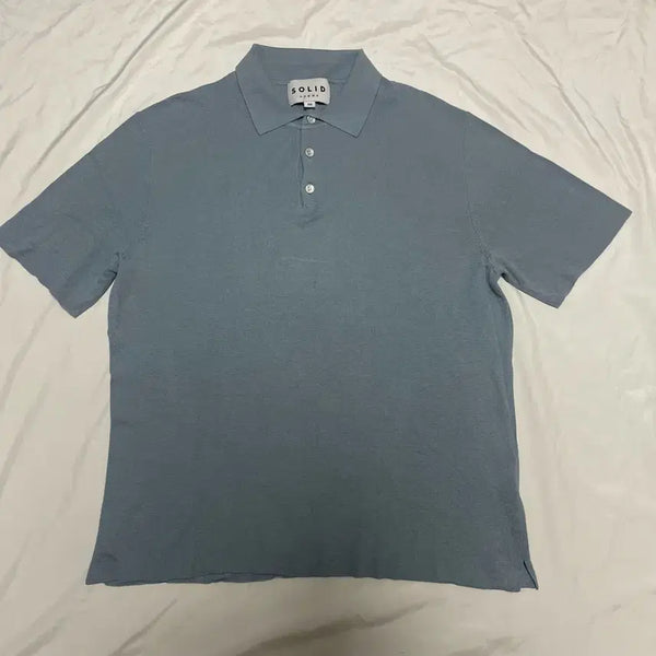 [BUNJANG] Solid Homme Knit Collar Short Sleeve T-Shirt / 솔리드옴므 니트 카라 반팔티