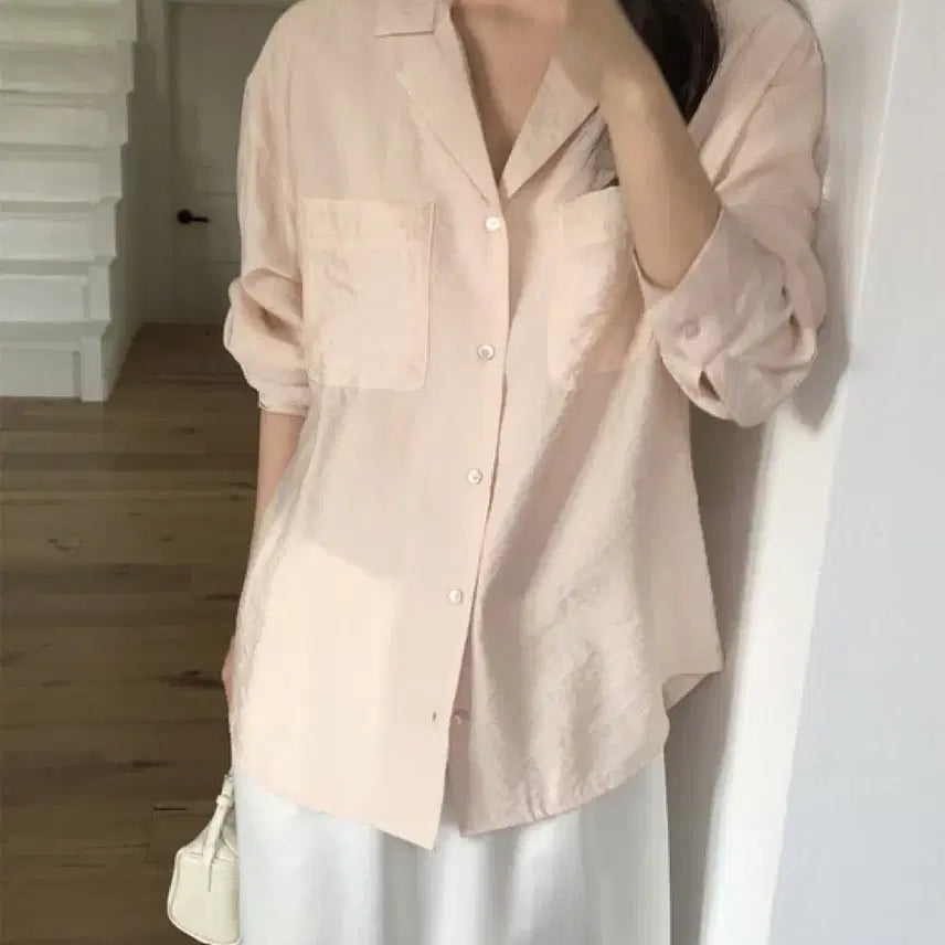 [BUNJANG] shes pocket shirt blouse / 시스 pocket shirt blouse 포켓 셔츠 블라우스 피치