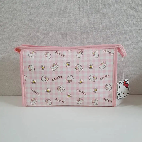 [BUNJANG] Hello Kitty Pink Check Pouch Clutch Bag / 헬로키티 패턴 분홍 체크 파우치 클러치백