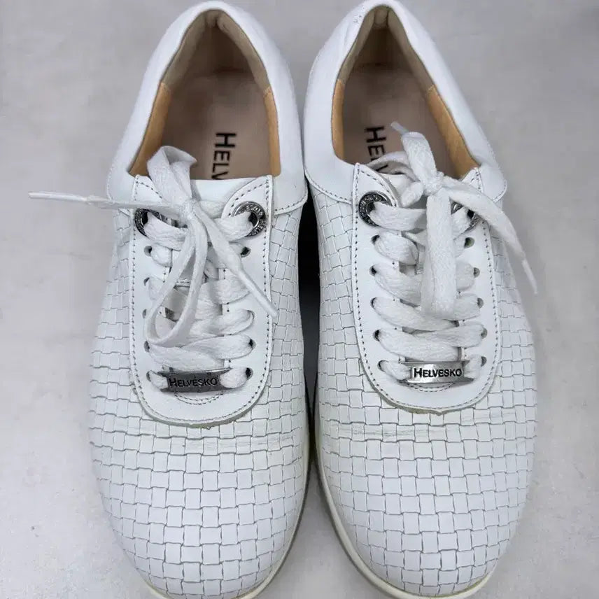[BUNJANG] Helvesko Genuine Leather Weaving Sneakers (230mm) / [정품/상태A급] 스위스 명품 컴포트화 헬베스코 가죽 스니커즈