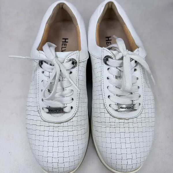 [BUNJANG] Helvesko Genuine Leather Weaving Sneakers (230mm) / [정품/상태A급] 스위스 명품 컴포트화 헬베스코 가죽 스니커즈