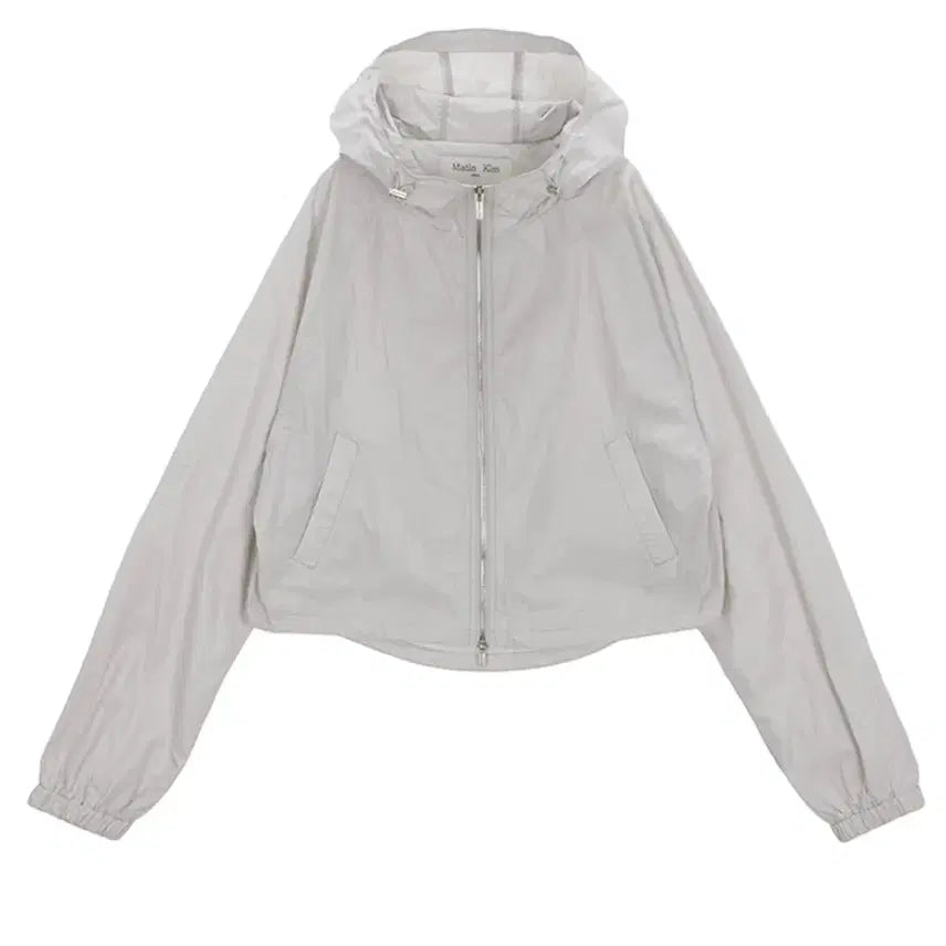 [BUNJANG] Matinkim Cropped Hooded Coated Jumper Grey / 마뗑킴 크롭 후디 코팅 점퍼 그레이