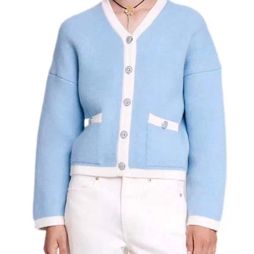 [BUNJANG] Maje Colorblock Trim Cardigan Size 2 / 마쥬 배색 트리밍 가디건 사이즈2