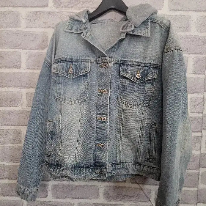 [BUNJANG] Denim Jacket with Detachable Hoodie / 워싱 멋진 후드 데님 청자켓/알뜰한여우