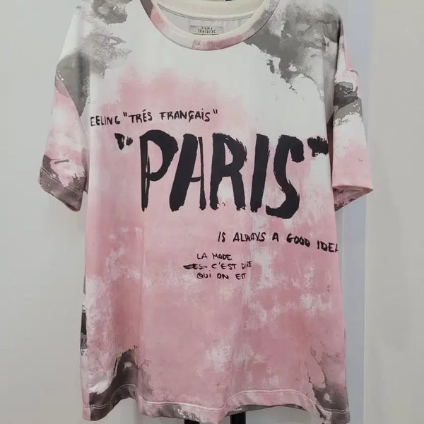 [BUNJANG] Zara Trafaluc Paris Printing Short Sleeve T-shirt / 자라 트라팔룩 파리 프린팅 나염 반팔 티셔츠 S사이즈 55~66