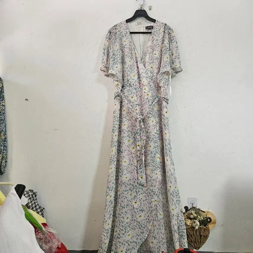 [BUNJANG] Women's Floral Pattern Wide Long Dress / 와이드 롱 원피스 플라워 패턴