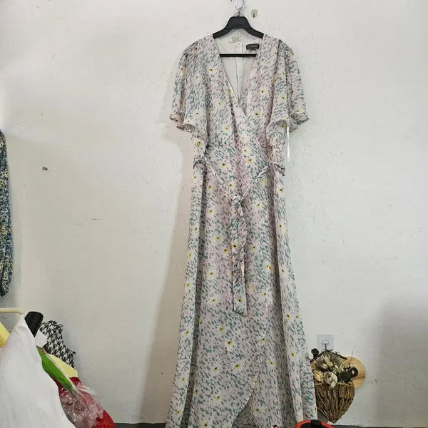 [BUNJANG] Women's Floral Pattern Wide Long Dress / 와이드 롱 원피스 플라워 패턴