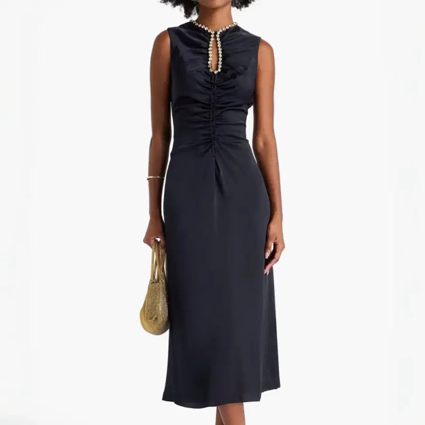 [BUNJANG] Sandro Black Shirring Long Dress / (새상품) 산드로 블랙 셔링 롱 원피스