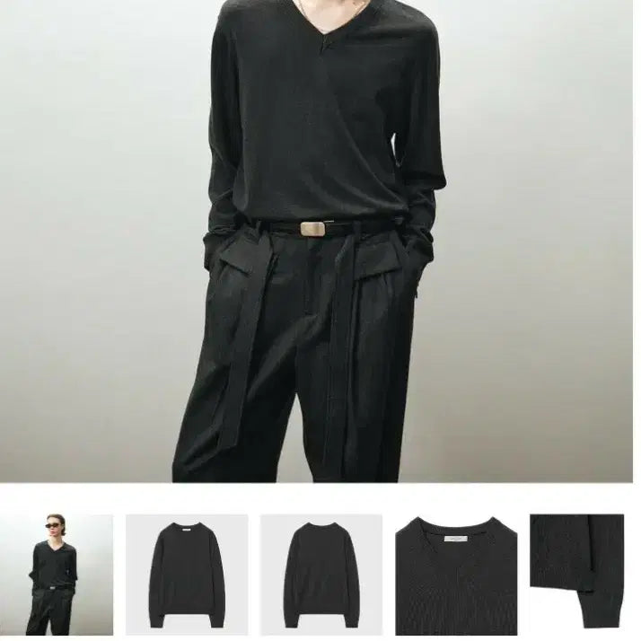 [BUNJANG] NOIRER 26s Silky V-Neck Tencel Knit Black / NOIRER 노이어 26s 실키 브이넥 텐셀 니트 블랙 (50)