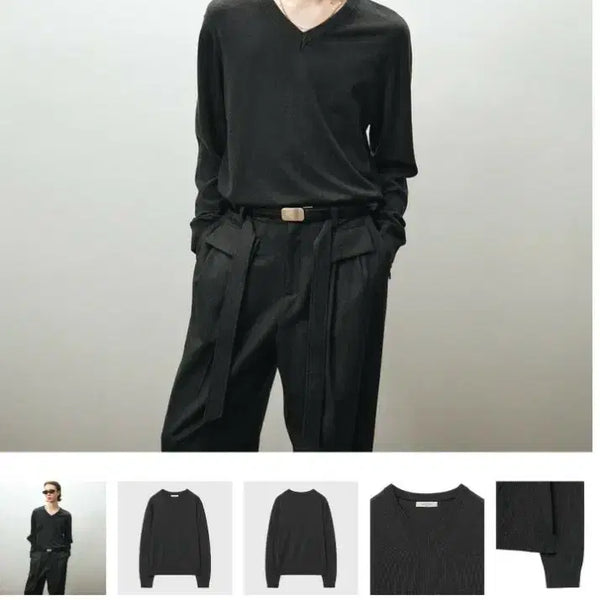[BUNJANG] NOIRER 26s Silky V-Neck Tencel Knit Black / NOIRER 노이어 26s 실키 브이넥 텐셀 니트 블랙 (50)