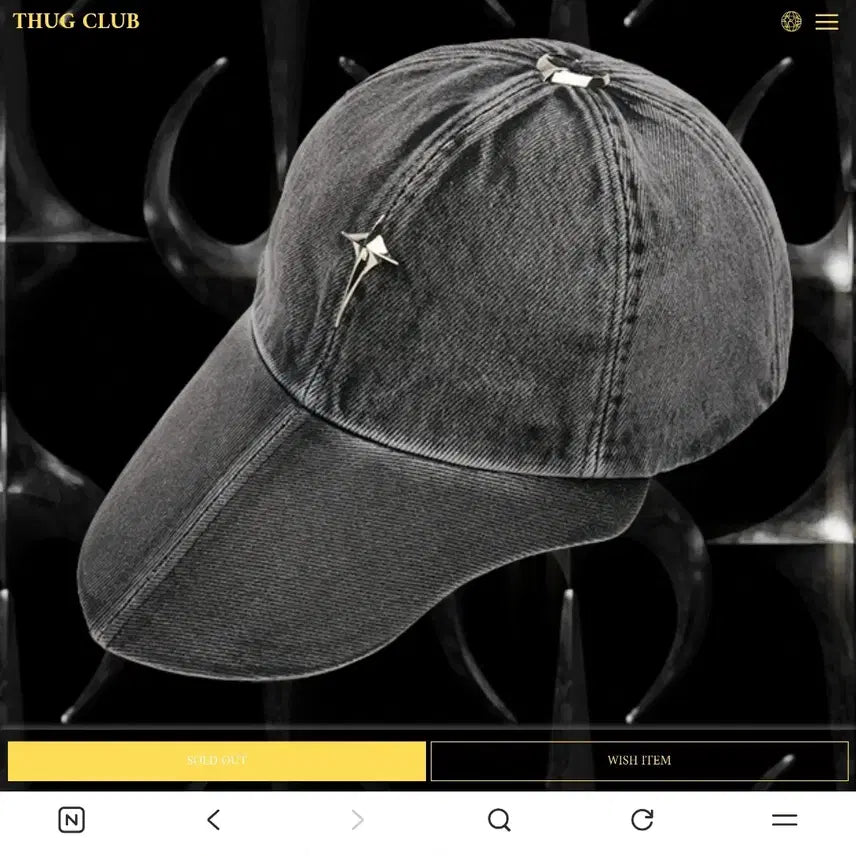 [BUNJANG] Thug Club Sword Cap Grey / 떠그클럽 SWOD 볼캡 (그레이)(새상품)