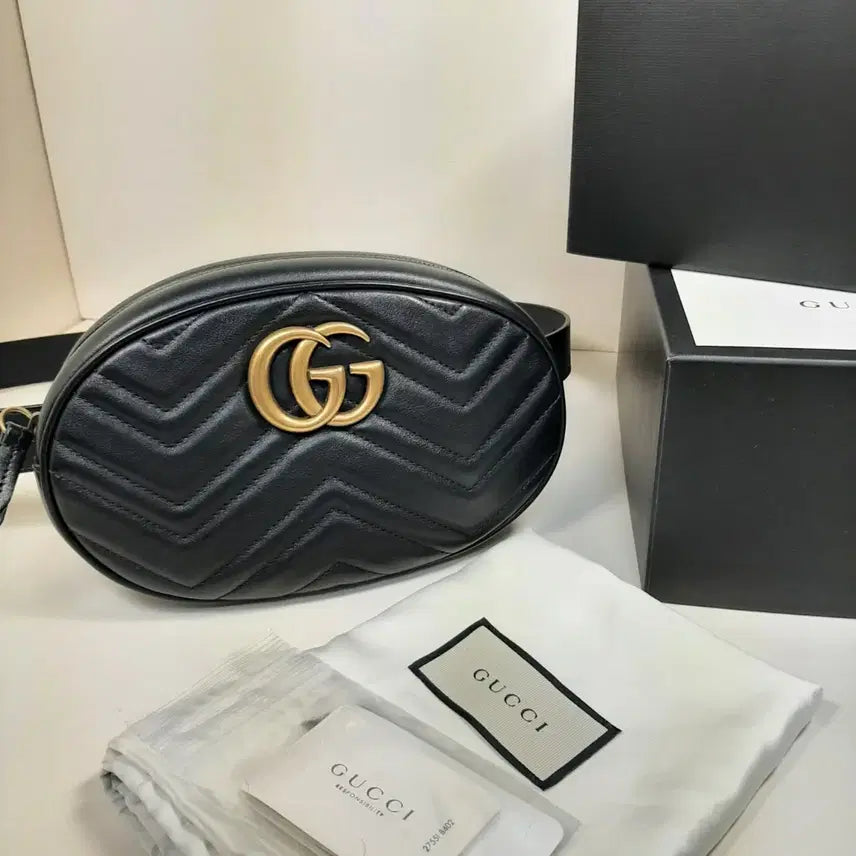 [BUNJANG] Gucci Matelassé Belt Bag Black / 구찌(GUCCI) 풀박스 마몽 마틀라세 벨트백 블랙