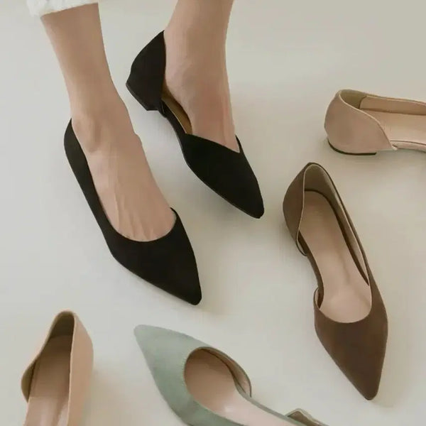 [BUNJANG] Sappun Ligadin Suede Flat Shoes - Black (255 Size, 1.5cm Heel) / 사뿐 리가딘 스웨이드 플랫슈즈 구두 블랙 255 (1.5cm)