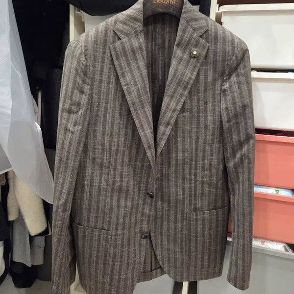 [BUNJANG] LARDINI Checked Wool Blend Blazer Brown Size 46 / 라르디니 체크 남성 자켓 브라운 46