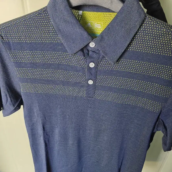 [BUNJANG] Adidas Blue/Yellow Pattern Men's Polo Shirt S / 아디다스 블루/옐로우 패턴 남성 폴로셔츠