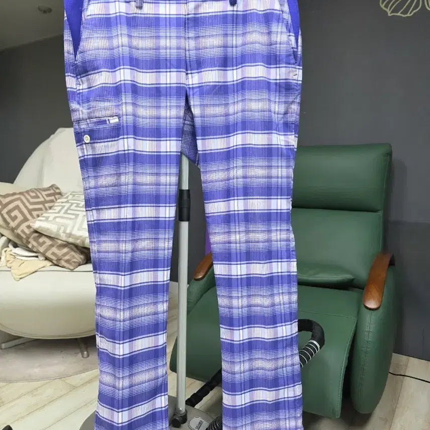 [BUNJANG] Adidas Purple Check Golf Pants (Men's) / 아디다스 퍼플 체크 골프 남성 바지