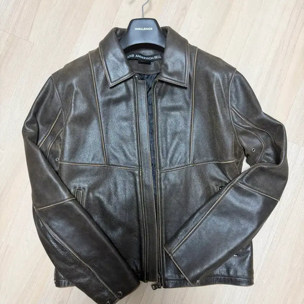 [BUNJANG] Andersson Bell Dark Brown Leather Jacket / 앤더슨벨 다크 브라운 소 가죽 자켓 L