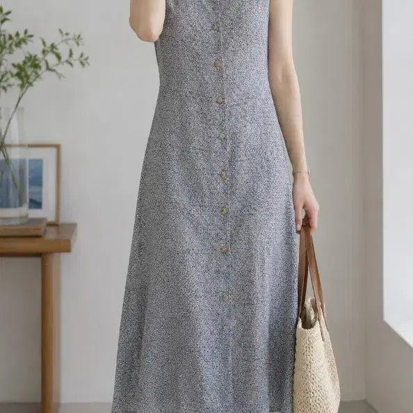 [BUNJANG] L.L.Bean Vintage Floral Geometric Cotton Sleeveless Maxi Dress / [S] L.L.Bean 빈티지 플로럴 지오메트릭 코튼 나시 원피스