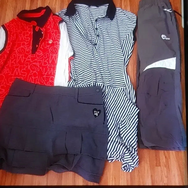 [BUNJANG] Elle Golf Skirt, Nepa Pants, Elle Golf Tops Bundle Set / 골프웨어 상의/하의 4종 모음