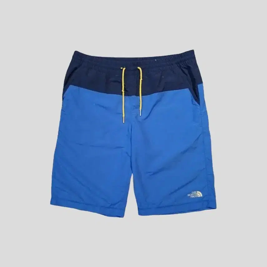 [BUNJANG] The North Face White Label Blue Navy Yellow Logo Nylon Banding Track Shorts / 노스페이스 화이트라벨 블루 네이비 옐로우 로고 나일론 밴딩 트랙 반바지 하프팬츠 32-34