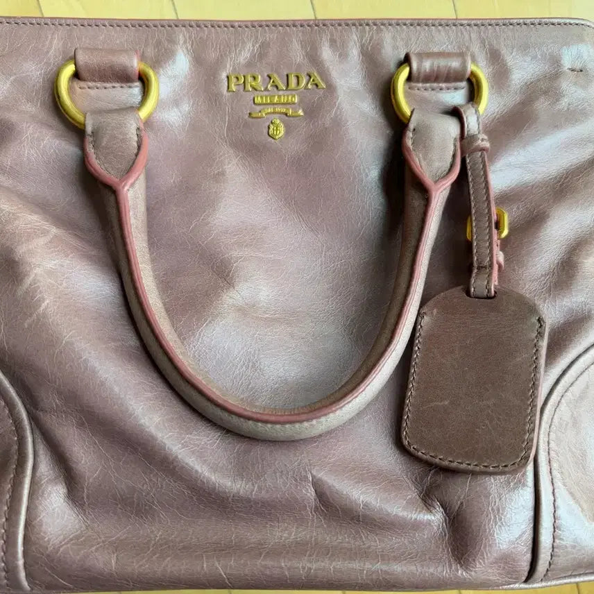 [BUNJANG] Prada Leather Tote Bag Pink Brown / 프라다 가죽 토트백 핑크 브라운