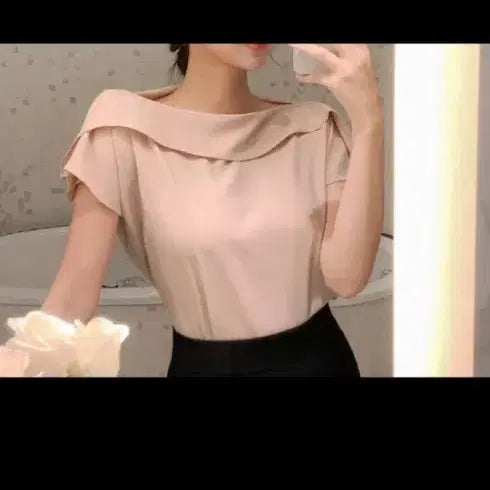 [BUNJANG] Off-Shoulder Blouse - Pink / 오프숄더 블라우스 연핑크 새거
