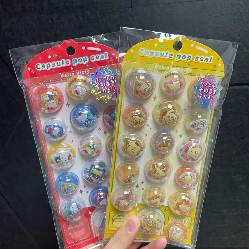 [BUNJANG] Sanrio Capsule Pop Seal Stickers 3D Stickers (Kitty, Pompompurin) / 산리오 캡슐 팝씰스티커 3D스티커(키티,폼폼푸린)
