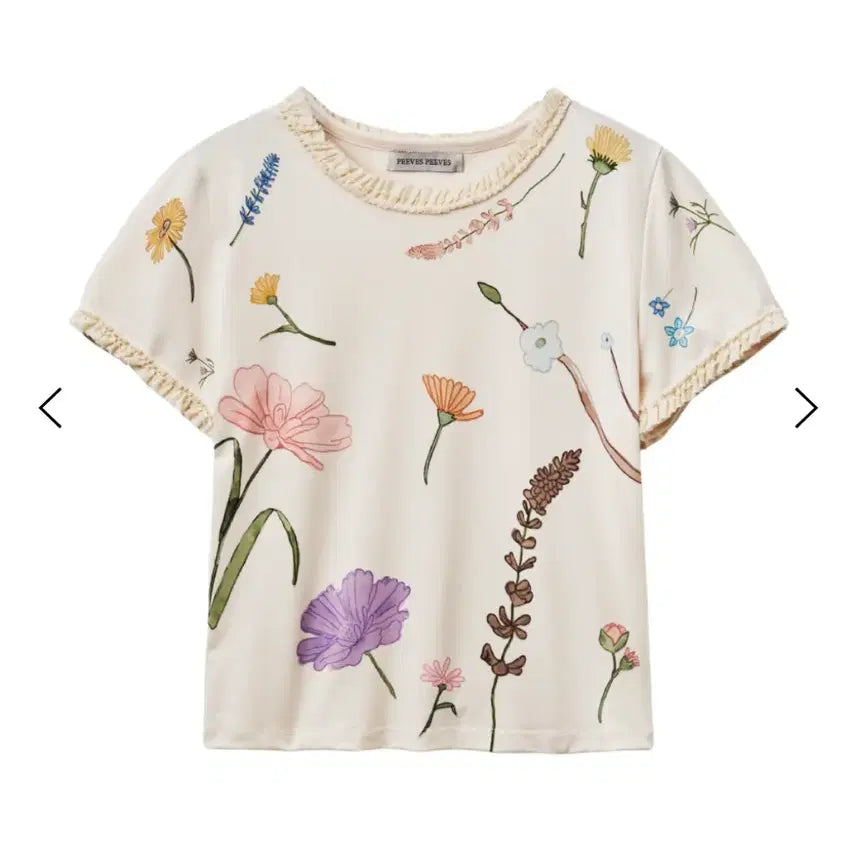 [BUNJANG] Peeves Peeves Wild Flower Drawing Top Cream / 피브스피브스 Wild Flower Drawing Top