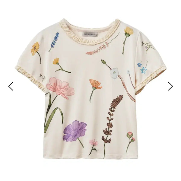 [BUNJANG] Peeves Peeves Wild Flower Drawing Top Cream / 피브스피브스 Wild Flower Drawing Top