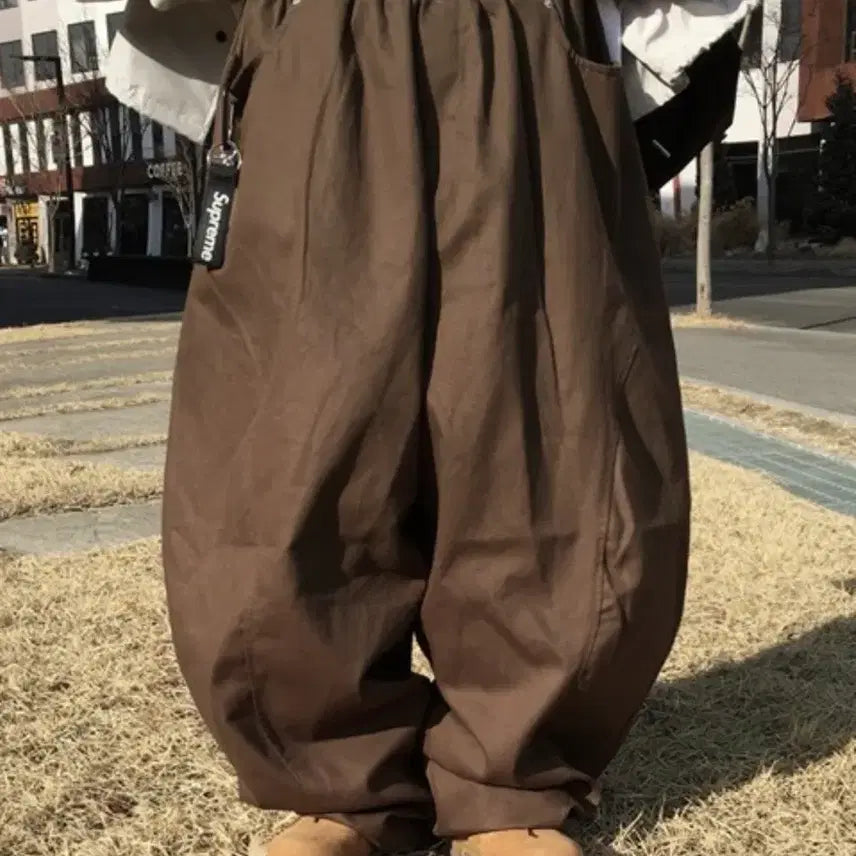 [BUNJANG] Skinnybee Brown Balloon Wide Pants / 스키니비 브라운 벌룬 와이드 팬츠