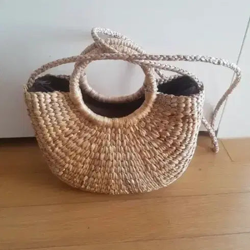 [BUNJANG] Natural Rattan Crossbody Tote Bag / 라탄 (천연왕골 밀집)크로스백 토트백 여름가방
