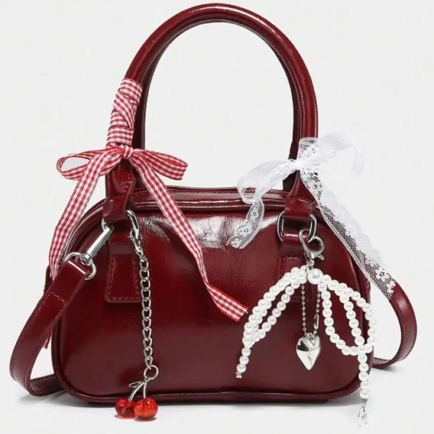 [BUNJANG] Burgundy Balletcore Mini Handbag / 버건디 발레코어 미니 핸드백