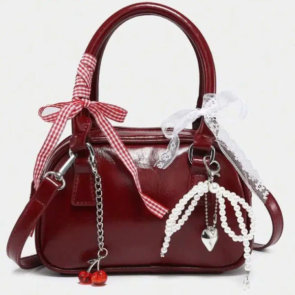[BUNJANG] Burgundy Balletcore Mini Handbag / 버건디 발레코어 미니 핸드백